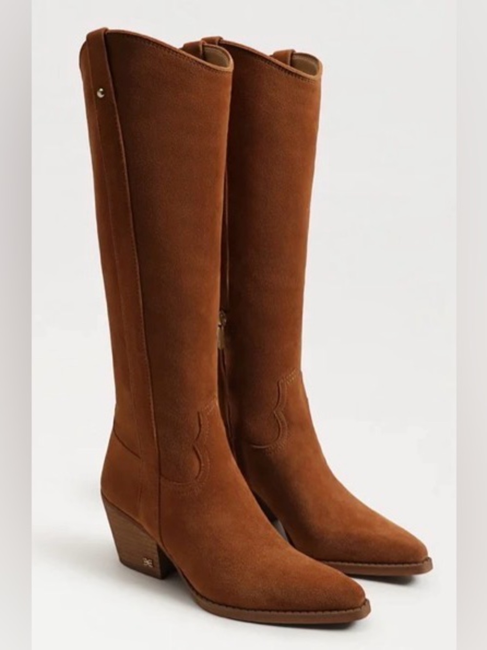 Sam Edelman Cognac Western Suede Knee High Western Style Boots NIB: Size 7